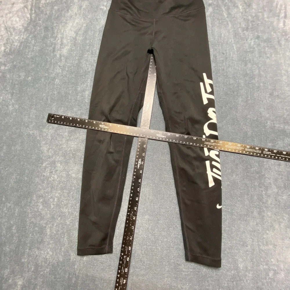Nike Just Do It Dri Fit Leggings Women Small Black High Waisted Training Pull On